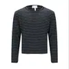 Camiseta de punto a rayas de bloques de color casual de manga larga para hombre, adecuada para el uso diario, versátil, camiseta básica holgada y cómoda, moderna