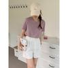 Camiseta de Manga Corta Suelta con Cuello Redondo de 15 Colores Songming Wang Zha para Mujer Camiseta Básica Estilo Nuevo Líneas Trece de Guangzhou Dn218
