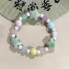 Pulsera de Cerámica Jingdezhen Pulsera de Estilo Étnico Joyería de Círculo Único Pulsera de Cuentas con Hilo Elástico Hecho a Mano Fabricante Suministro