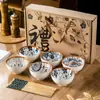 Buena Suerte Cerámica Vajilla Bol de Regalo Porcelana Azul y Blanca Souvenir Regalo Práctico Evento de Inauguración Drenaje Regalo