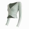 Nova Roupa de Yoga de Primavera Cobertura Peça Externa Efeito Emagrecedor Esportes Fitness Manga Longa Feminina Respirável Mostra a Cintura Camiseta Pilates Treinamento