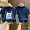 Linda camiseta básica de manga larga para niñas, colección primavera/otoño 2026, camiseta elegante de cuello redondo, algodón puro, aspecto en capas, para niños de talla mediana y grande