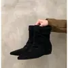 Botas de gamuza Meilad para mujer que aumentan la altura, Botas Martin, Nueva colección Otoño/Invierno 2026, Botines estilo Western, Botines cortos estilo coreano