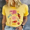 Camiseta Casual de Manga Corta para Mujer de Algodón con Estampado de Mariscos y Frutas, Top Gráfico Holgado para Mujer, Vintage Fe