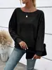 2025 Roupas Femininas Transfronteiriças Europeias e Americanas Site Independente da Amazon Outono e Inverno Nova Blusa Camiseta de Gola Redonda com Costura Longa para Mulheres
