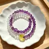Pulseira de anel duplo de cristal branco de pedra de uva natural 5A moda pequena fresca verão menina joias de mão atacado