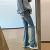Calça Jeans Feminina Outono/Inverno 2024 Nova Explosiva Cintura Alta Slim Fit Flare para Homens Baixos