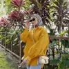M211 Amazon LAZADA Shopee Sudeste Asiático popular camisa de mujer con empalme de bolsillo, talla grande, corte holgado, camisa de color liso