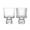 Vasos de vidrio de alta calidad, diseño con vista a la montaña, vasos de moda y creativos para bebidas y jugos, copas de agua de tallo largo, tazas de café, venta al por mayor directamente del fabricante