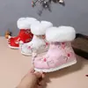 Botas de algodón Luna de Fibra con forro de felpa zapatos de estilo antiguo botas de invierno Hanfu zapatos bordados para niñas zapatos de algodón de estilo antiguo chinos para niños
