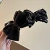 Pinza de Plátano de Lana Estilo Chanel Vintage para Cola de Caballo Alta, Pasador Vertical Grande para Recogido en la Parte Trasera de la Cabeza