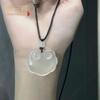 Pingente Cadeado Ruyi de Calcedônia Branca Natural Ágata Cadeado da Paz Colar de Casal Pingente de Jade para Meninos e Meninas Segurança