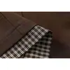 Chaqueta retro estilo japonés Rumeng, fresca y sofisticada para hombres y mujeres, con corte holgado, diseño de dos piezas simulado y estampado a cuadros de colores contrastantes, perfecta para otoño