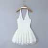Vestido de otoño para mujer estilo europeo y americano 8049, con encaje bordado, de cuello halter, corte ajustado