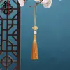 Chapéu Dourado Estilo Chinês com Borla de Pérola Branca Caixa de Presente Leque Acessórios Hanfu Pingente Decorativo para Presente Marcador de Página Artesanal
