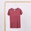 Camiseta Manga Curta Lulu 1.0 com Etiqueta, em Estoque para Envio Direto, Elástica, Especialmente Projetada para Comércio Exterior, Roupas de Fitness e Yoga