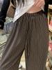 Pantalones de pierna ancha a rayas para mujer 2026 Primavera/Verano Nuevos con cordón de cintura alta fluidos petite holgados rectos casuales
