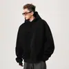 Sudadera con capucha para hombre de peso pesado, estilo americano cuadrado, chaqueta corta de corte limpio de moda, sudadera holgada y rígida de alta costura