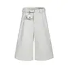 Calça Curta Casual Lisa Estilo High Street Americano para Homens, Shorts Versáteis de Perna Larga Reta Estilo Workwear Japonês da Moda