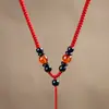 Corda de Pingente Trançada Artesanal Dourada e de Jade para Mulheres, Cordão de Pingente de Colar de Ágata com os Doze Signos do Zodíaco para Homens