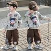 Moletom com Capuz Grafite Nezha para Meninos Roupa de Primavera e Outono 2026 Conjunto de Duas Peças Esportivo Fresco e Estiloso para Crianças Pequenas
