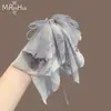 Pinza para el Cabello con Lazo Grande de Cinta de Cristal Brillante en Lavado de Tinta Gris Frío para Mujer, Pinza Tiburón Suave para Recogido en la Parte Posterior de la Cabeza