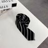 ¡Muy Preppy y Muy Bai! Corbata Japonesa Jk Rayada Negra Hecha a Mano para Mujer, Corbata Estilo Universitario Dk para Hombre.