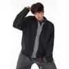 Cárdigan de Mezcla de Lana Falso Dos Piezas Estilo Americano para Hombres y Mujeres, Tendencia de Otoño Simple Holgado Estilo Esposo Prendas de Punto Exteriores