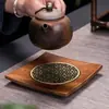 Posavasos Posavasos de Madera con Patrón de Ola, Base Aislante para Taza Maestra, Accesorios para Ceremonia del Té, Posavasos de Arcilla Púrpura, Mantel Individual, Bandeja de Té