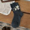 Calcetines de Lana de Cachorro Suave y Lindo Otoño e Invierno Calcetines de Media Caña Estilo Japonés Cálidos de Invierno Dibujos Animados Calcetines Holgados de Hilo Gris