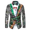 Comércio Exterior Natal Cosplay Masculino Camisa Floral Casual Manga Longa Top Lar Estampado 3D Cardigã de Botão Único