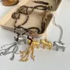 Colar com Pingente de Cavalo da Felicidade em Contas para Mulheres, Design Exclusivo com Sensação de Luxo, Corrente para Suéter Ano Zodiacal Outono/Inverno