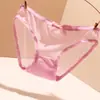 Roupa Íntima Sexy Transparente Feminina Renda Sedosa Cor Lisa Sem Costura Ultrafina Confortável Tentação Calcinhas Femininas com Laço Verão
