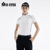 MO EYES camiseta de golfe de manga curta com olho mágico para mulheres, respirável, com furos, gola alta, zíper, roupas esportivas, simples, versátil