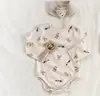 INS Conjunto de Dos Piezas de Punto para Bebé de Primavera y Otoño con Dibujos Animados y Costuras de Cintura Alta para Niños y Niñas Ropa de Oso de Manga Larga para Bebé con Cinturón de Pelo