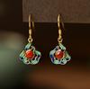 Pendientes de plata de ley s925 con forma de llama para mujer de Yuerxin, estilo nacional chino, pendientes clásicos de ágata roja del sur.