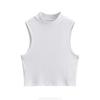 Chaleco sin mangas básico de cuello medio alto corto para mujer, ropa exterior de verano ajustada, adelgazante, corte ajustado, morado picante, top sexy