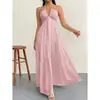 Nuevo vestido de verano estilo europeo y americano, color liso, sin tirantes, sexy, con espalda descubierta y amarre en la espalda, para vacaciones en la playa