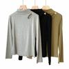 Camiseta básica de hombros descubiertos y cuello medio alto para mujer, nueva primavera, algodón calado, top elegante, mismo estilo que se ve en los centros comerciales