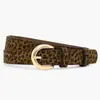 Cinturón de Terciopelo con Estampado de Leopardo Piel de Pollo Tendencia Retro Hebilla de Metal Versátil Moda de Gama Alta Decorativo para Pantalones