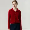 Suéter de cachemira para mujer marca Baitai Rong 2026 cárdigan de múltiples botones diseño versátil de color liso tejido de lana