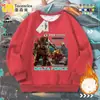 Moletom Delta Force Clothing Temático de Ação Lobo Vermelho Corrosão Rosa Dourada Gola Redonda para Homens e Crianças Manga Longa