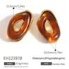 Pendientes de Acero Inoxidable de Nuevo Estilo Transfronterizos, Diseño Redondo Retro Hueco con Incrustación de Piedra Natural, Chapados en Oro de 18K, Pendientes Impermeables y que Conservan el Color