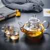 Bule de Vidro Aquecível Resistente a Altas Temperaturas Bule com Filtro Espessado Doméstico Kung Fu Bule de Chá Frutas Flores Conjunto de Chá