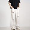 Calça jeans estilo americano de verão, vintage, lavada, velha, rasgada, masculina e feminina, solta, reta, com pernas largas, marca da moda