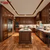 Armários de Madeira Maciça Estilo Chinês Novo Personalizados para Casa Inteira Mesa de Ilha de Noz Europeia para Cozinha Carvalho Vermelho Americano Armário de Cozinha Aumentado Personalização