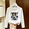 Linda camiseta de manga larga para niñas, nueva de 2026, elegante y dulce para primavera y otoño, top de algodón puro estilo coreano para niños