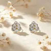 Pendientes de Moda para el Trabajo Hechos de Plata S925 con Diseño Floral Cepillado, Pequeños y Delicados, Presentando un Estilo Pastoral y un Temperamento Elegante
