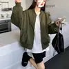 Primavera y Otoño 2026 Estilo Coreano Moderno Delgado Retro Cuello Alto Casual Holgado Chaqueta de Béisbol Chaqueta de Trabajo Ropa Exterior para Mujer