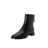 Botas de Moda Retro Europeas y Americanas con Agarre Manual de Tacón Medio Grueso para Mujer 2024 Otoño e Invierno Nuevas Botas para Mujer de Caña Corta Botas de Jinete Botas de Comercio Exterior